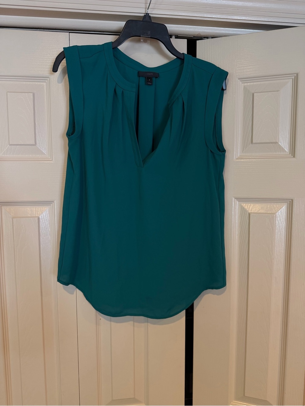 J. Crew Emerald Green V-Neck Sleeveless Blouse